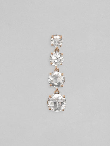 Rubans 18K Gold Toned Clear & Opal Zircon Studded Drop Earring Earrings
