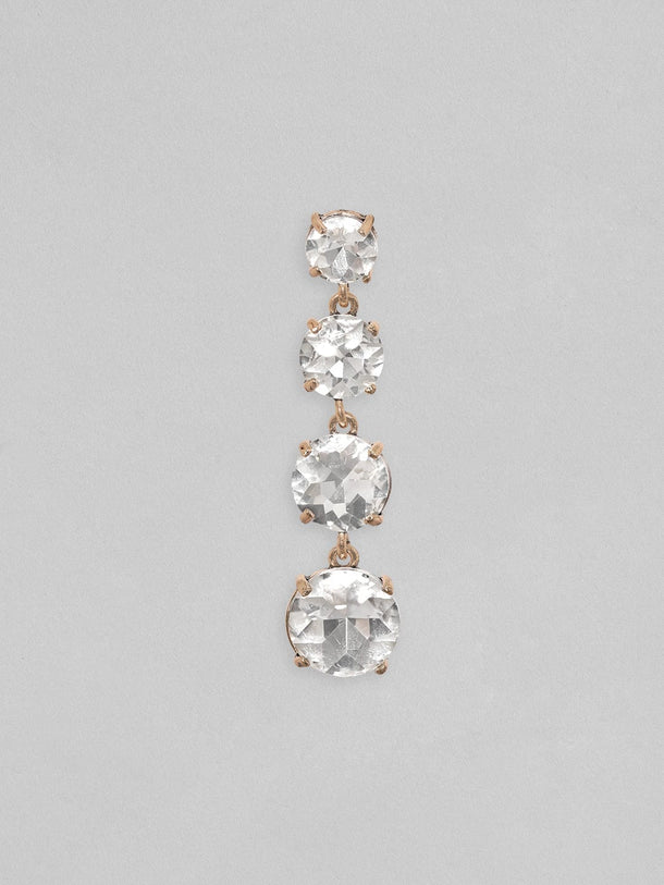 Rubans 18K Gold Toned Clear & Opal Zircon Studded Drop Earring Earrings