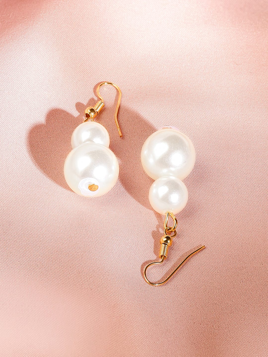 Rubans 18K Gold-Toned Plated Handcrafted Glossy White Pearl Multi-Layer Necklace Set Jewellery Set