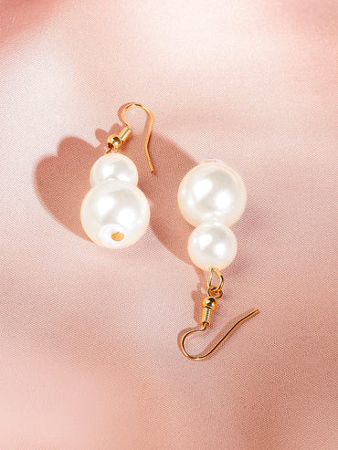 Rubans 18K Gold-Toned Plated Handcrafted Glossy White Pearl Multi-Layer Necklace Set Jewellery Set