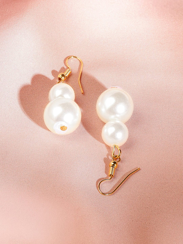 Rubans 18K Gold-Toned Plated Handcrafted Glossy White Pearl Multi-Layer Necklace Set Jewellery Set