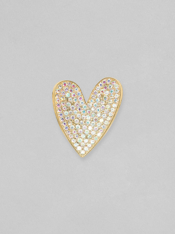 Rubans 18K Gold Toned White Zircons Studded Heart Stud Earring Earrings