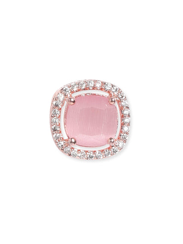 Rubans 18K Rose gold Pink zirconia studded Minimal stud earring Earrings