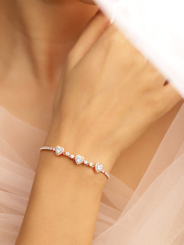 Rubans 18K Rose Gold-Plated CubicZirconia Adjustable Pull Chain Bracelet Elegant & Stylish Wristwear