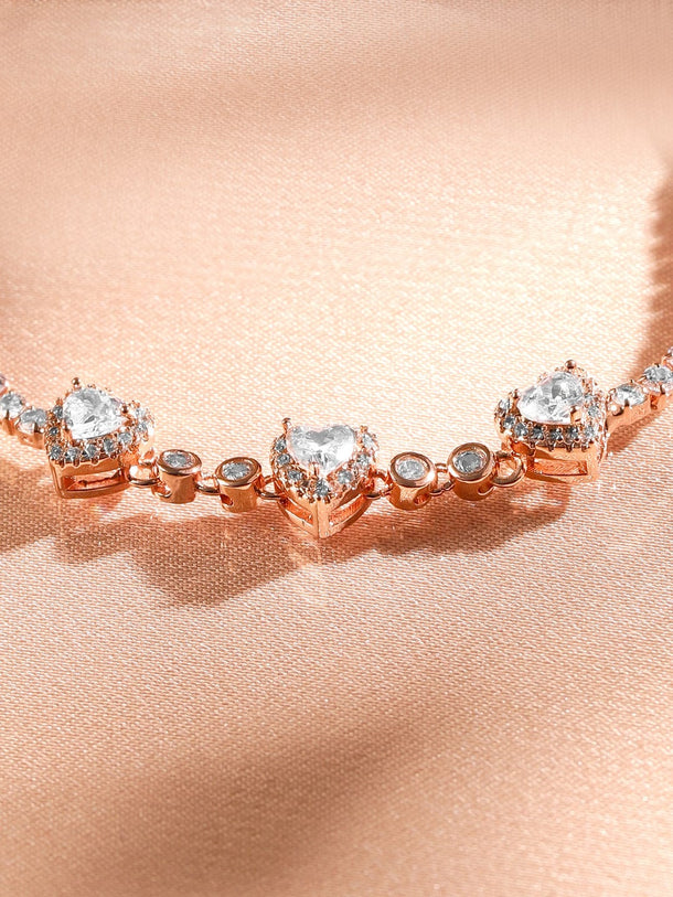 Rubans 18K Rose Gold-Plated CubicZirconia Adjustable Pull Chain Bracelet Elegant & Stylish Wristwear