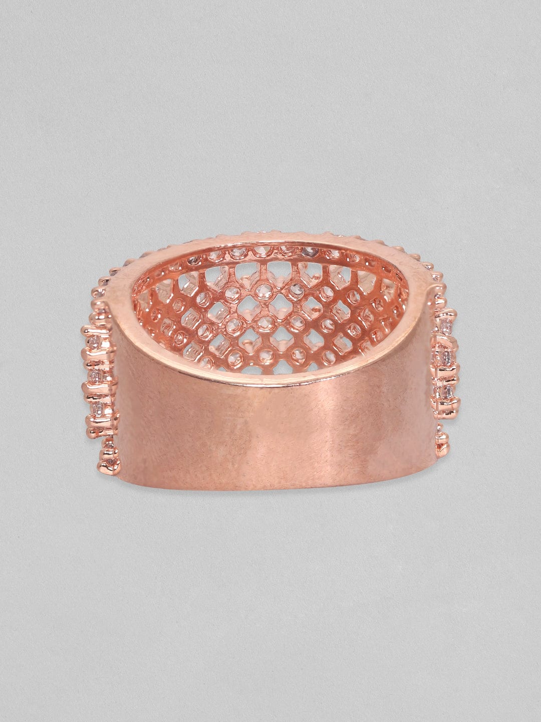 Rubans 18k Rose Gold-Plated  CZ-Studded Finger Ring Rings