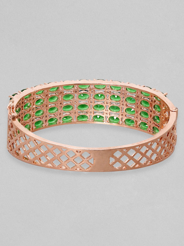 Rubans 18K Rose Gold Plated Emerald Green Zirconia Statement Bracelet Bracelets