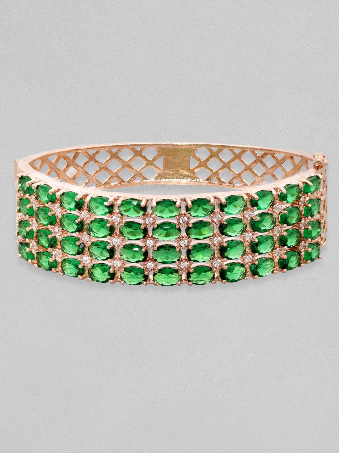 Emerald Green Diamond Gold Polish Bangles