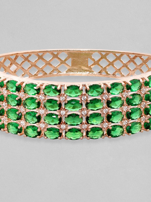 Rubans 18K Rose Gold Plated Emerald Green Zirconia Statement Bracelet Bracelets