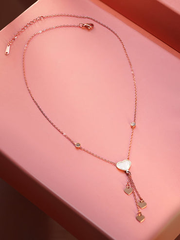 Rubans 18K Rose Gold-Plated Heart Charm Layered Necklace Necklace & Chains