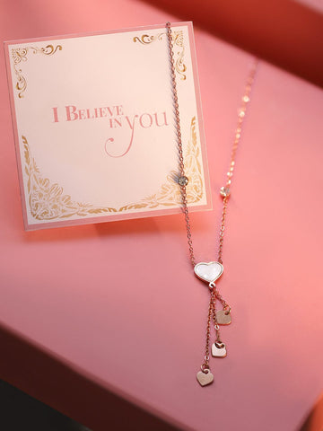 Rubans 18K Rose Gold-Plated Heart Charm Layered Necklace Necklace & Chains