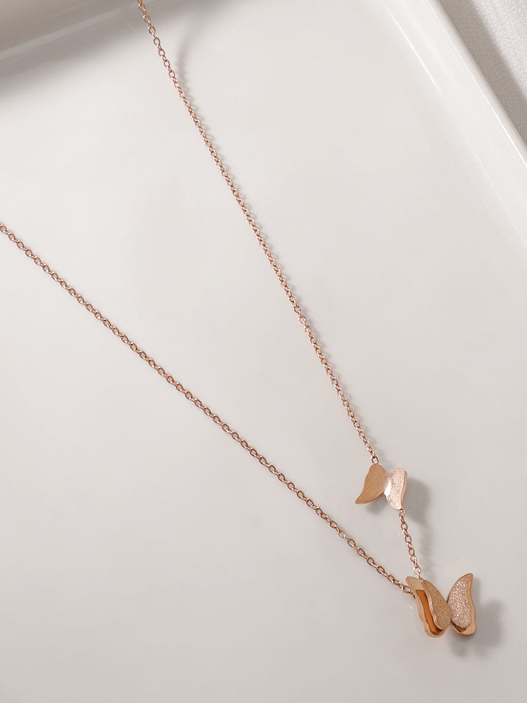 Rubans 18K Rose Gold Plated Stainless Steel Tarnish Free Waterproof  Butterfly Necklace Necklace & Chain