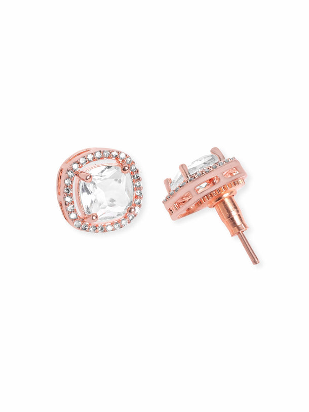 Rubans 18K Rose Gold zirconia studded Minimal stud earring Earrings