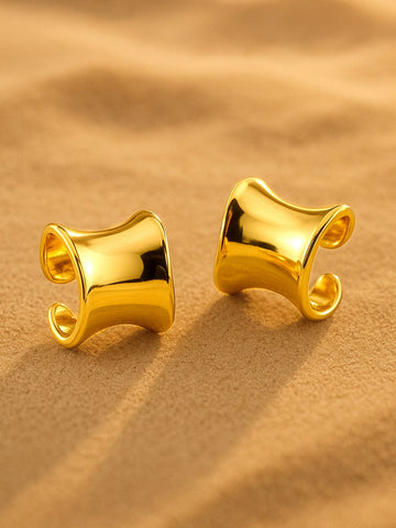 Rubans 18KT Gold Plated Bold Hoop Earring in Stainless Steel Tarnish-Free Demi-Fine Design Earrings