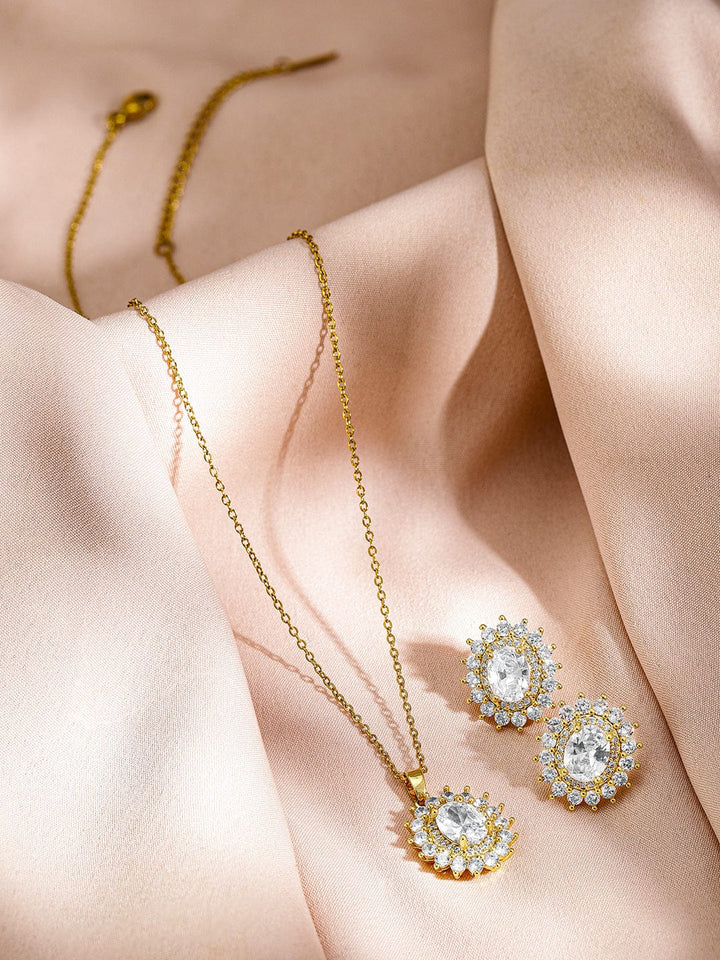 Rubans 18KT Gold-Plated Crystal-Studded Jewellery Set Jewellery Set