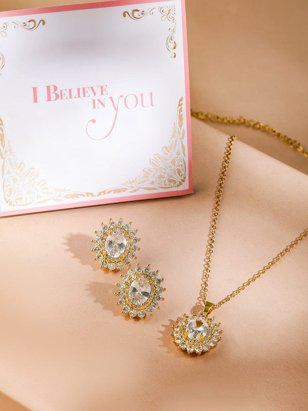 Rubans 18KT Gold-Plated Crystal-Studded Jewellery Set Jewellery Set