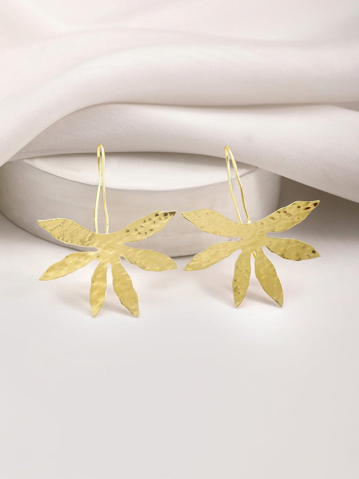 Rubans 18KT Gold Plated Leaf Shaped Drop Earrings Earrings