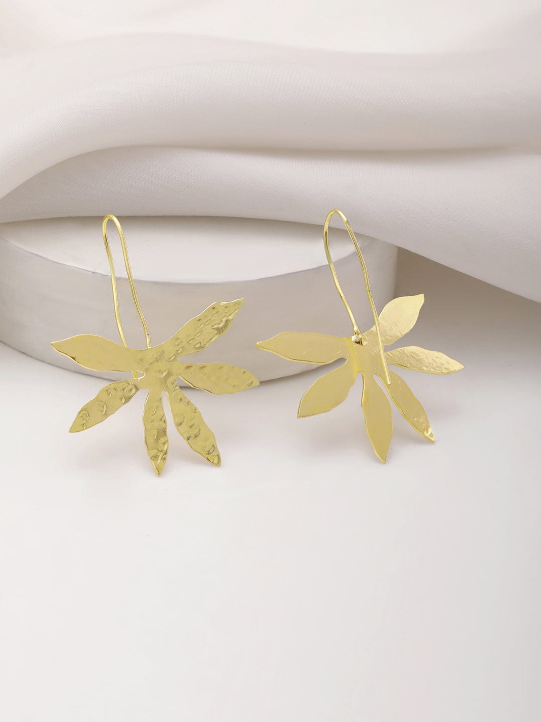 Rubans 18KT Gold Plated Leaf Shaped Drop Earrings Earrings