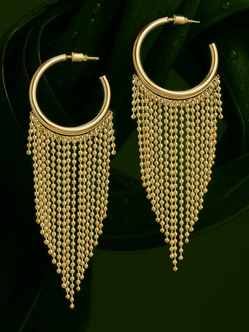 Rubans 18KT Gold-Plated Multi-Layer Chain Fringe Hoop Earrings Earrings