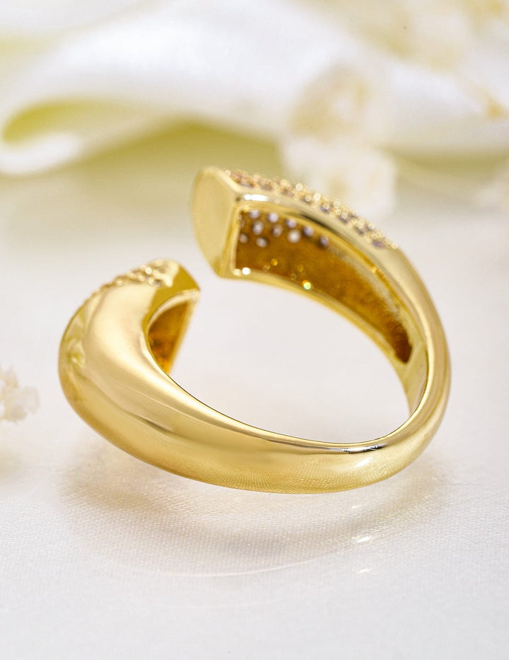 Rubans 18KT Gold Plated Sparkling Crystal & Cubic Zicronia Studded Adjustable Finger Ring Rings