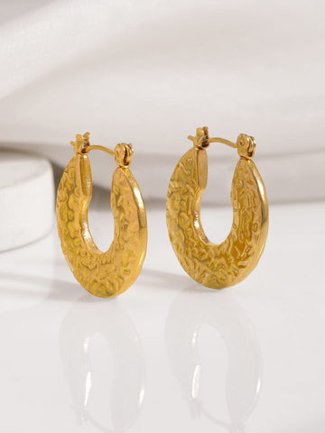 Rubans 18KT Gold Plated Stainless Steel Waterproof Tarnish Free Demi-Fine Hoop Earrings Earrings