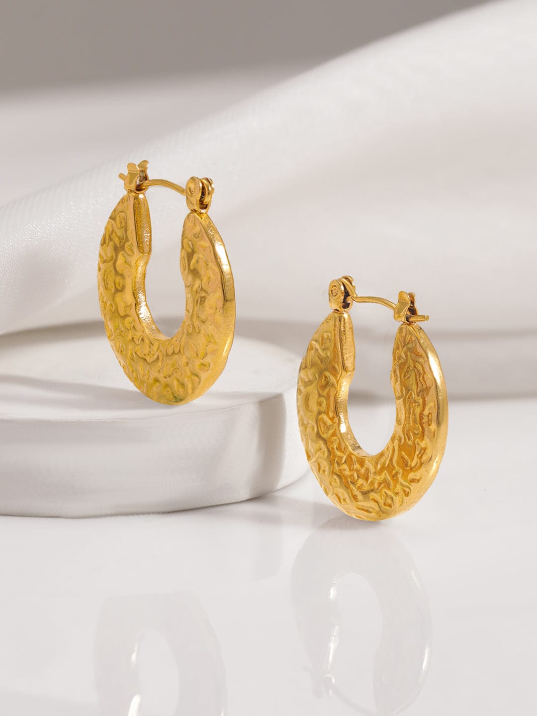 Rubans 18KT Gold Plated Stainless Steel Waterproof Tarnish Free Demi-Fine Hoop Earrings Earrings