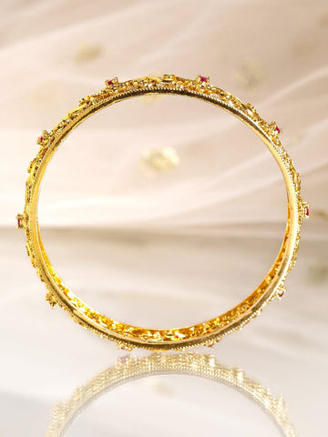 Rubans 2 Pieces 22KT Gold-Plated CZ Stone Studded Bangles Bangles & Bracelets