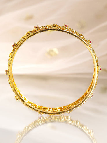 Rubans 2 Pieces 22KT Gold-Plated CZ Stone Studded Bangles Bangles & Bracelets