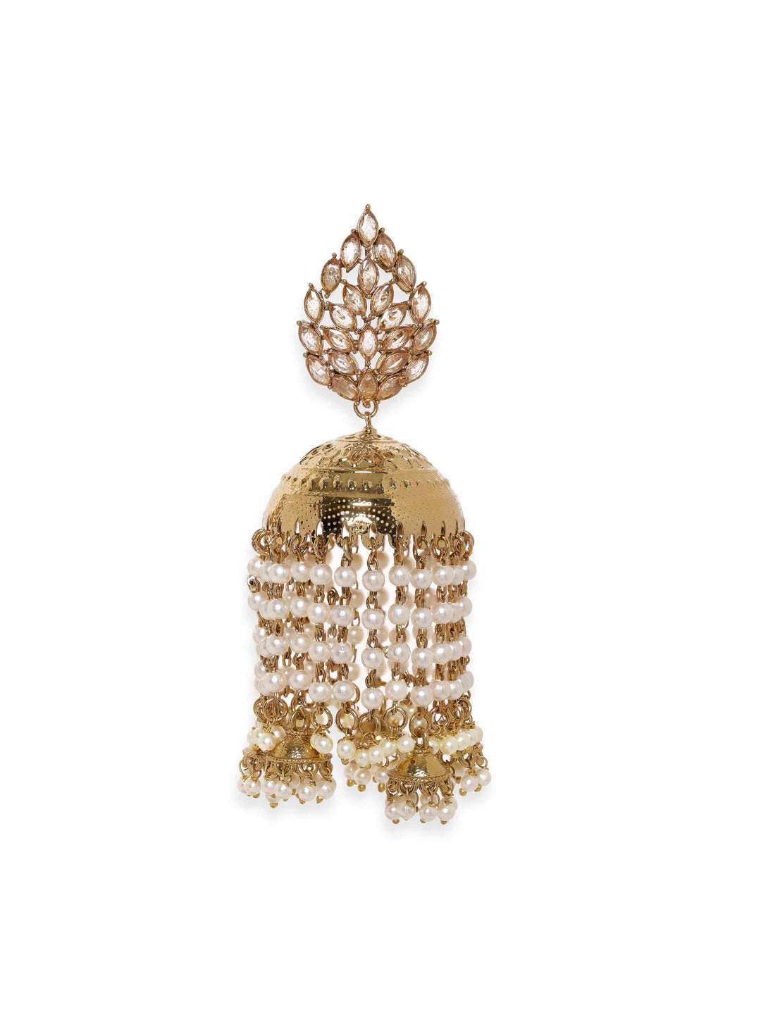 Rubans 22K Antique Gold plated Pearl Dangle Jhumka Earrings Earrings