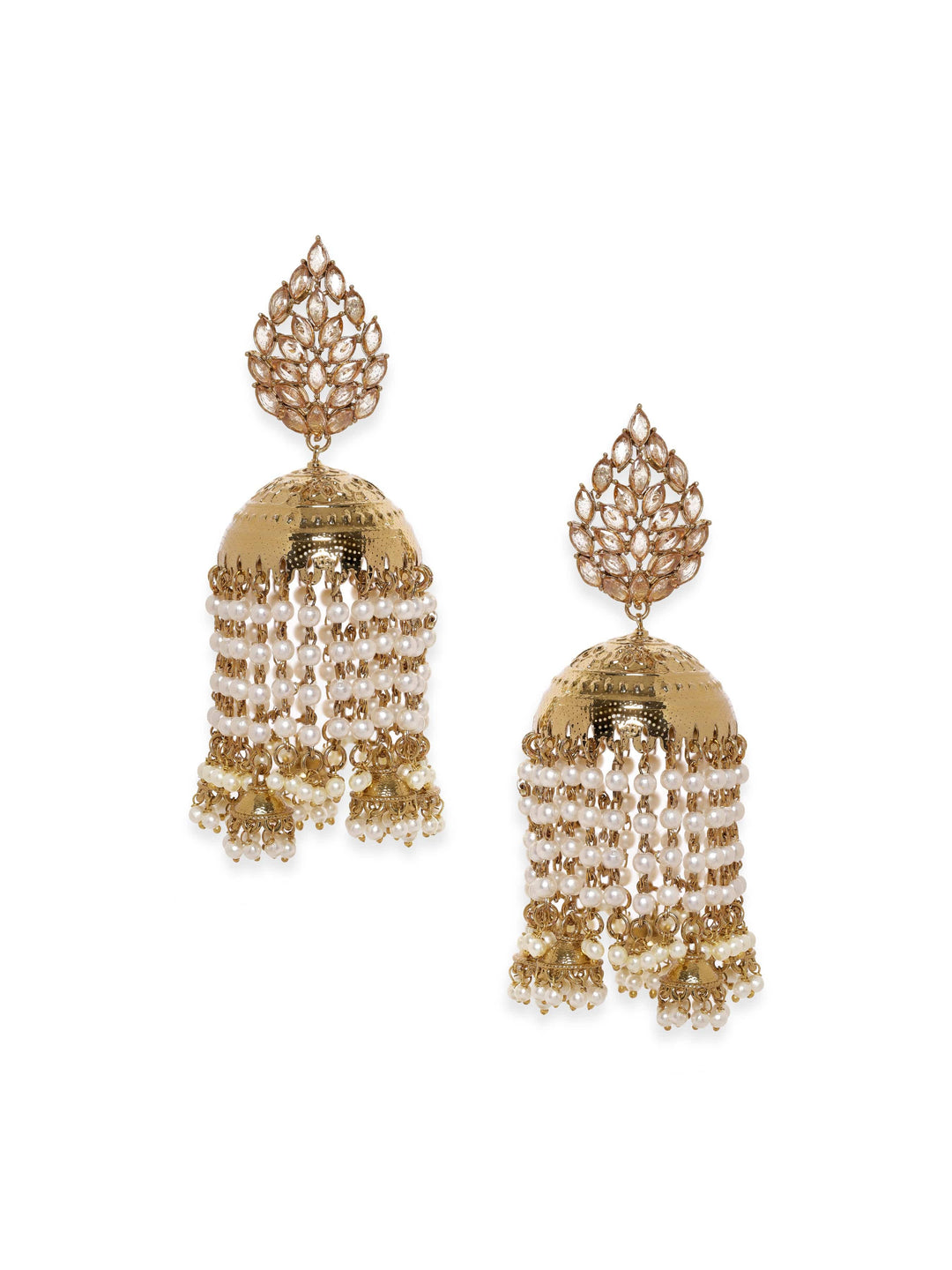 Rubans 22K Antique Gold plated Pearl Dangle Jhumka Earrings Earrings