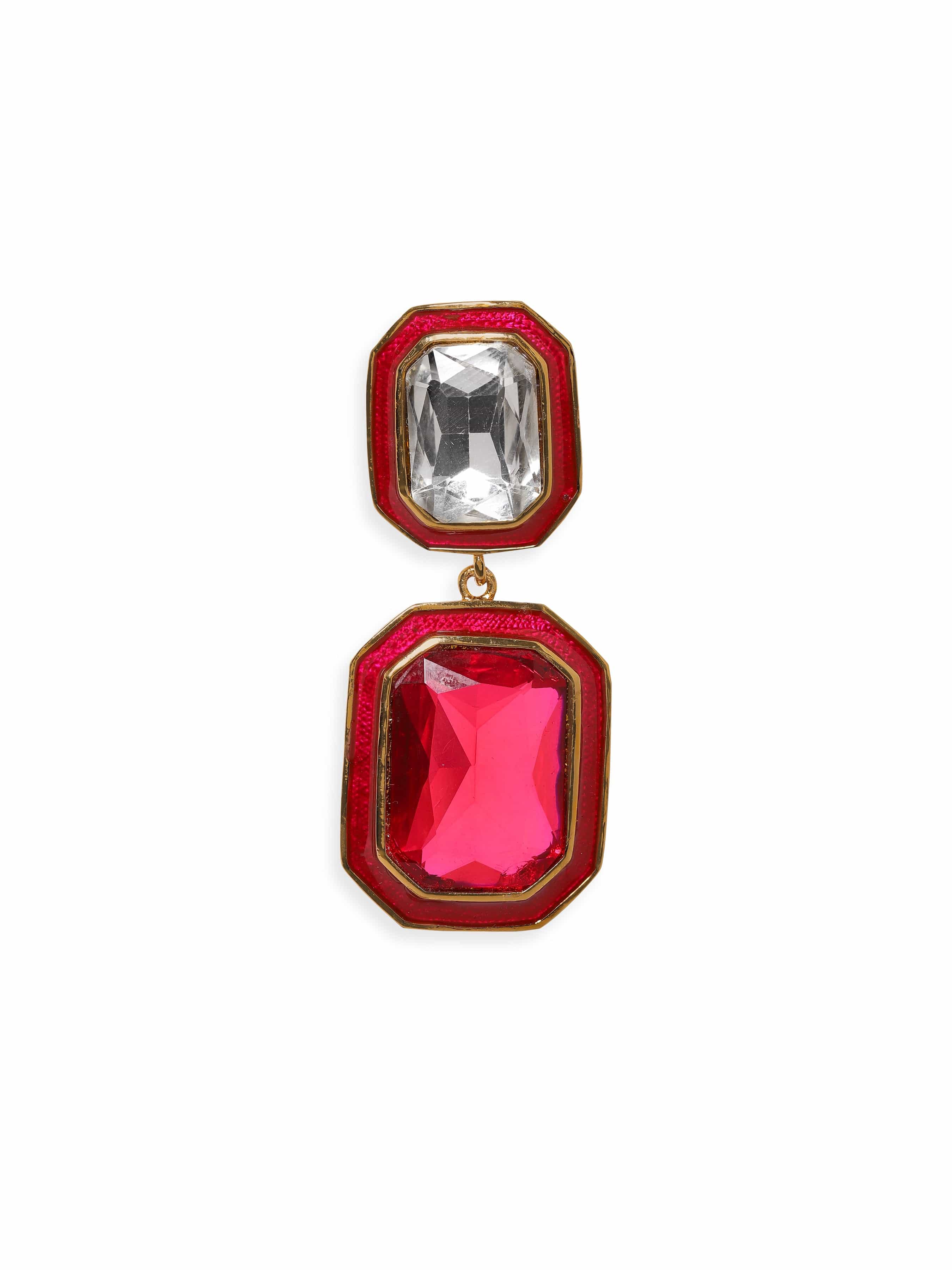 RED RUBY EARRINGS, Crystal Invisible Clip On Stud Earrings. 2024 Timeless Vintage Rhinestone Studs, Simple Non Pierced Bridal shower Earrings