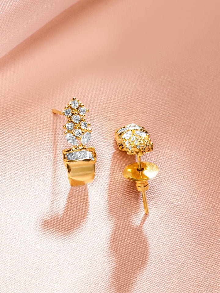 Rubans 22K Gold-Plated AD & Cubic Zirconia Studded Necklace & Earrings Set for Women Jewellery Set