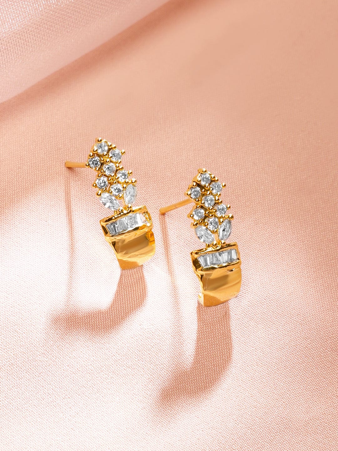 Rubans 22K Gold-Plated AD & Cubic Zirconia Studded Necklace & Earrings Set for Women Jewellery Set