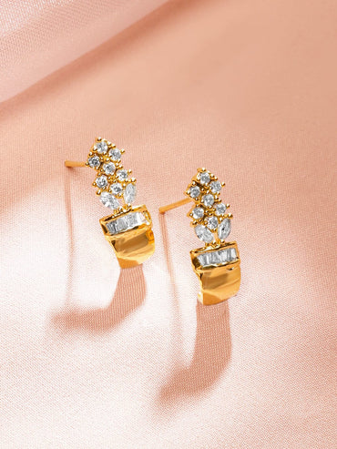 Rubans 22K Gold-Plated AD & Cubic Zirconia Studded Necklace & Earrings Set for Women Jewellery Set