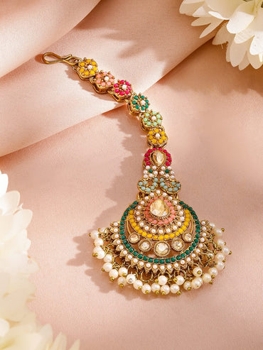 Rubans 22K Gold Plated Artificial Stones Studded & Beaded Jewellery Set Jewellery Set