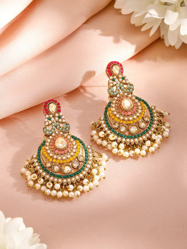 Rubans 22K Gold Plated Artificial Stones Studded & Beaded Jewellery Set Jewellery Set