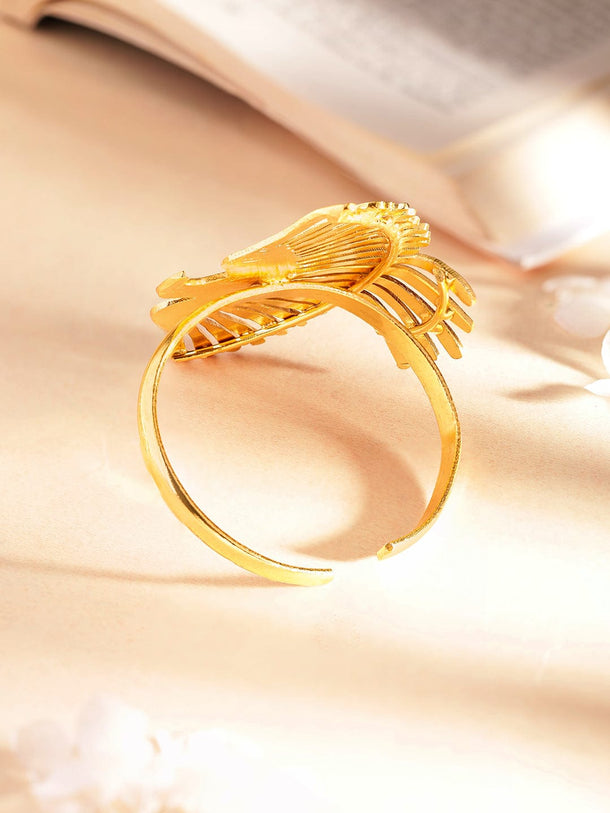 Rubans 22K Gold plated bird motif Contemporary statement adjustable bracelet Bangles & Bracelets