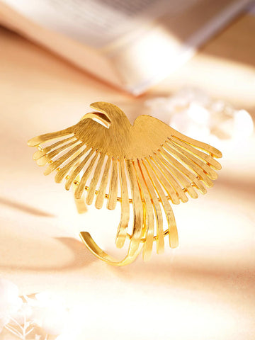 Rubans 22K Gold plated bird motif Contemporary statement adjustable bracelet Bangles & Bracelets