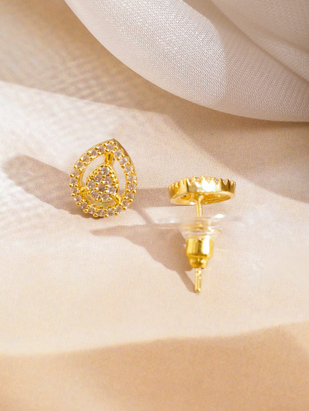 Rubans 22K Gold-Plated Black Beaded Mangalsutra Set with Cubic Zirconia Pendant & Earrings Mangalsutra