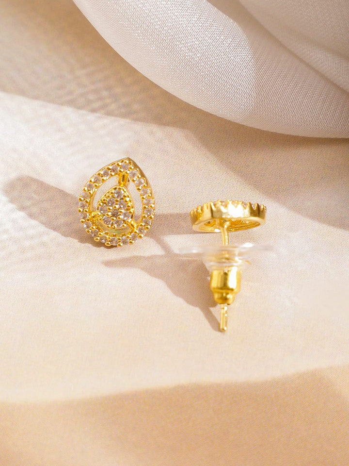 Rubans 22K Gold-Plated Black Beaded Mangalsutra Set with Cubic Zirconia Pendant & Earrings Mangalsutra