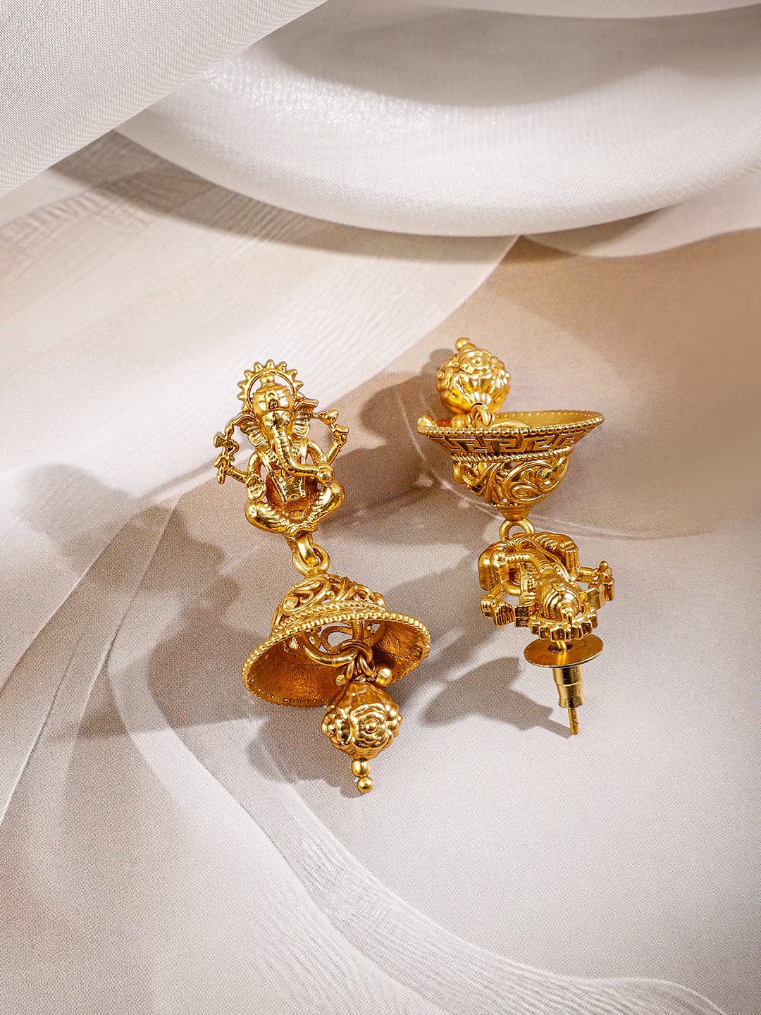 Rubans 22K Gold-Plated Brass Ganesh Motif Traditional Temple Jewellery Necklace Set Jewellery Set