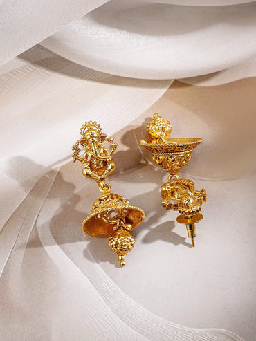 Rubans 22K Gold-Plated Brass Ganesh Motif Traditional Temple Jewellery Necklace Set Jewellery Set