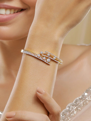 Rubans 22K Gold-Plated Cubic Zirconia Studded Bangle-Style Bracelet Bracelet