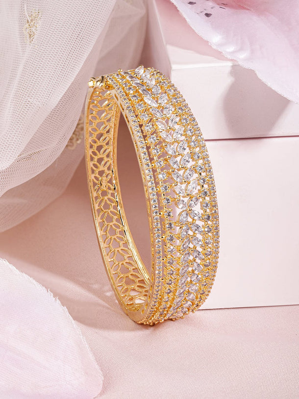 Rubans 22K Gold-Plated Cubic Zirconia-Studded Bangle-Style Bracelet Bracelet