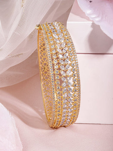 Rubans 22K Gold-Plated Cubic Zirconia-Studded Bangle-Style Bracelet Bracelet