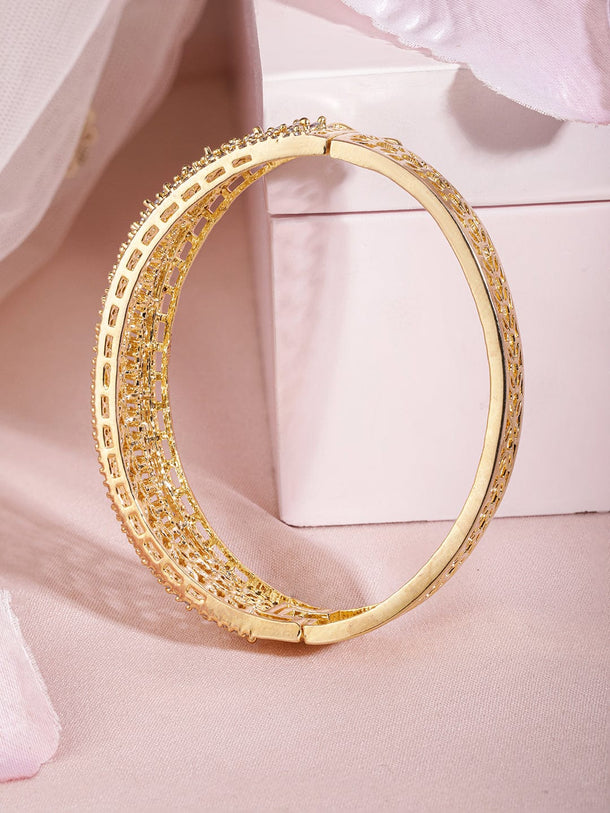 Rubans 22K Gold-Plated Cubic Zirconia-Studded Bangle-Style Bracelet Bracelet