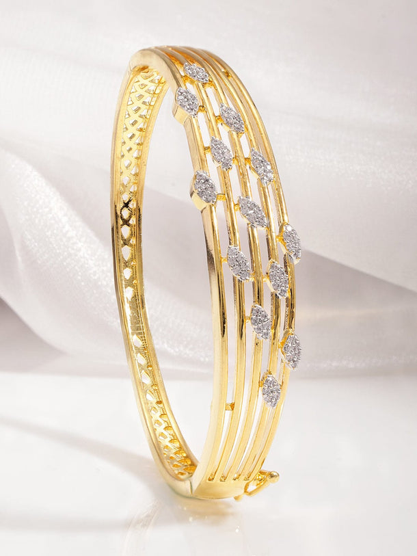 Rubans 22K Gold-Plated Cubic Zirconia Studded Bangle-Style Bracelet Bracelet