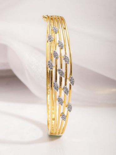 Rubans 22K Gold-Plated Cubic Zirconia Studded Bangle-Style Bracelet Bracelet