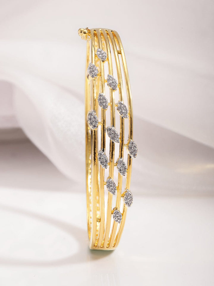 Rubans 22K Gold-Plated Cubic Zirconia Studded Bangle-Style Bracelet Bracelet