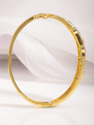 Rubans 22K Gold-Plated Cubic Zirconia Studded Bangle-Style Bracelet Bracelet